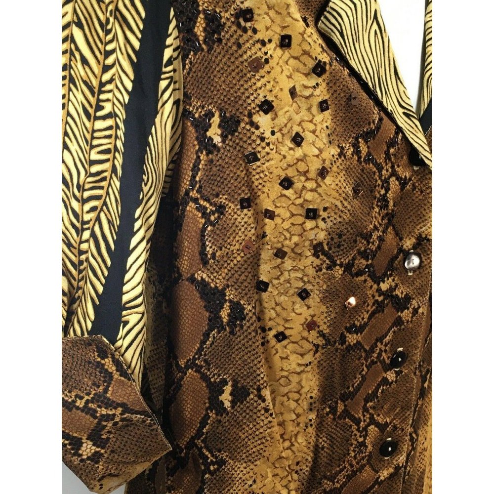 Vanity Womens Snake Sequin Blouse Python Top - image 6
